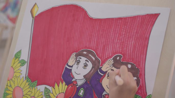 小学生绘画 国庆  美术 我爱你祖国4K
