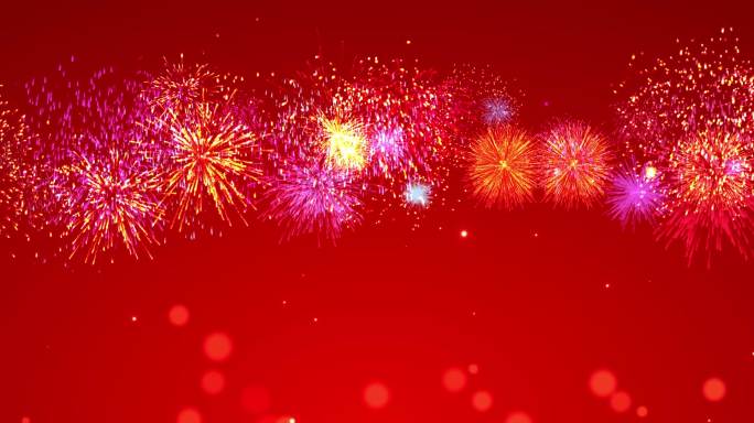 宽屏-新年节日庆祝红色喜庆烟花绽放2