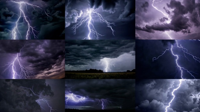 4K|「打雷闪电合集」电闪雷鸣乌云密布