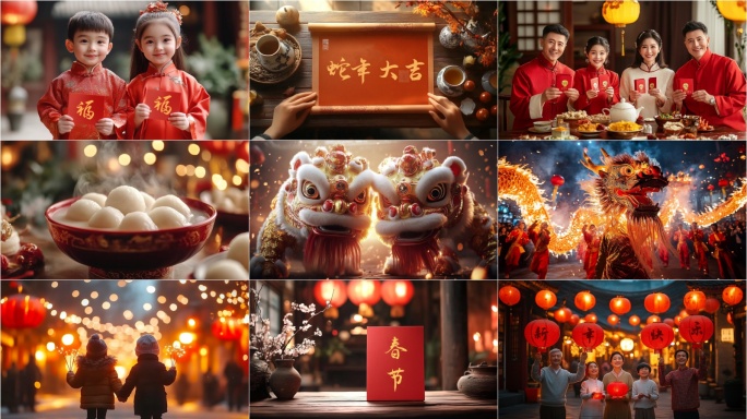 合集-2025蛇年春节新年红包庙会舞龙舞