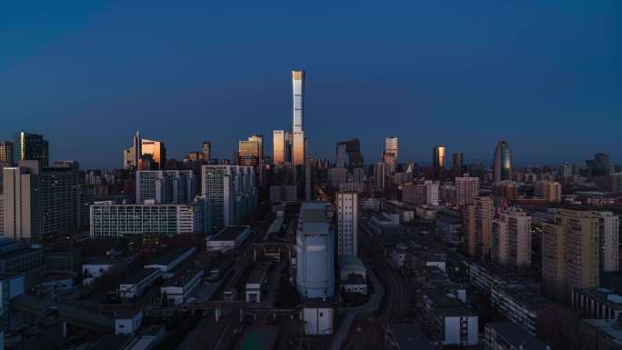 北京市中心建筑群工业建筑遗址黎明延时素材