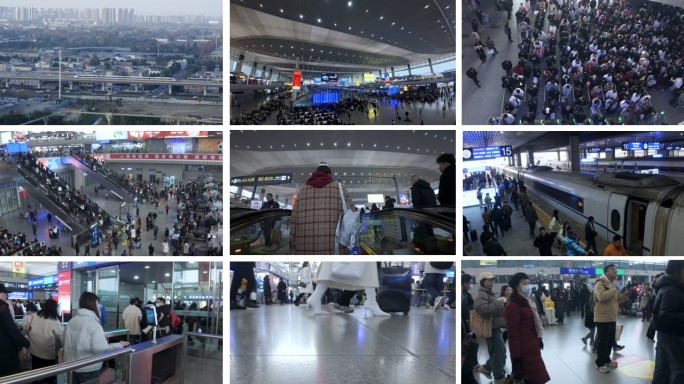 春运高铁进站打工人群返乡