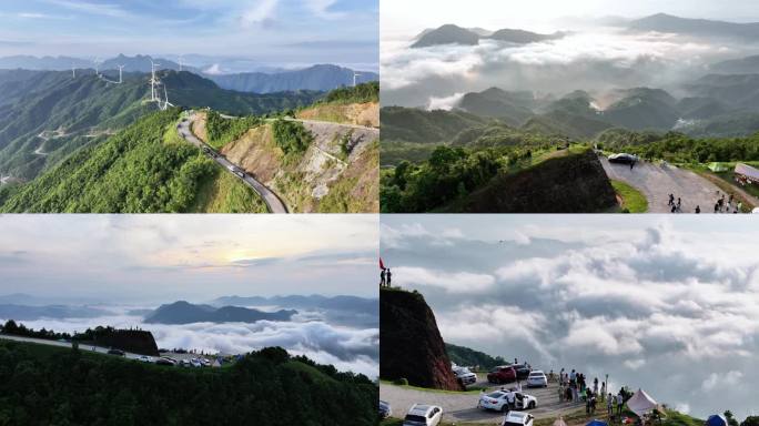 广东云浮市罗定风车山航拍云海4K原素材