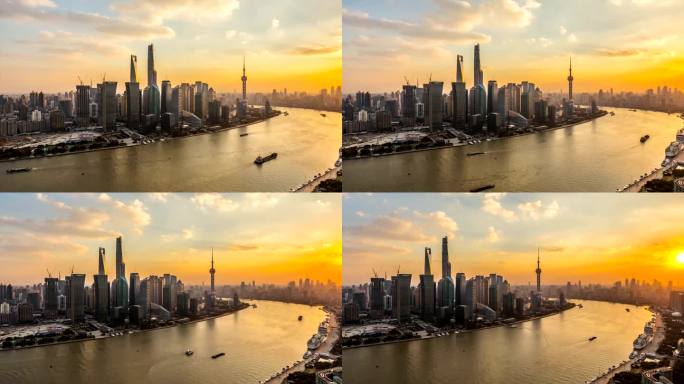 T/L WS HA PAN Shanghai Skyline at Sunset /上海，中国