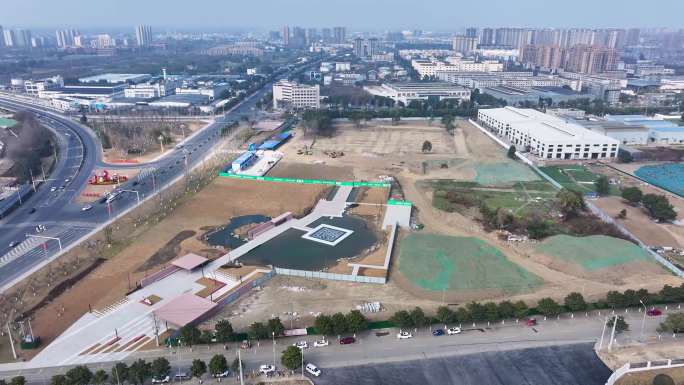 航拍什邡回澜湾迎宾公园