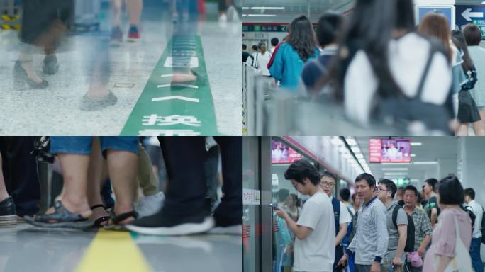 地铁精选素材合集4K地铁人流延时地铁人流
