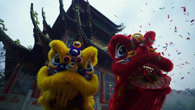 舞狮醒狮国潮中国年中国风非遗传统民间艺术