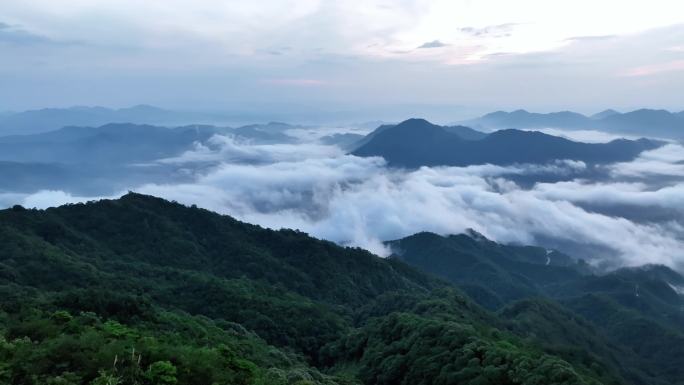 广东云浮市罗定风车山航拍云海4K原素材3