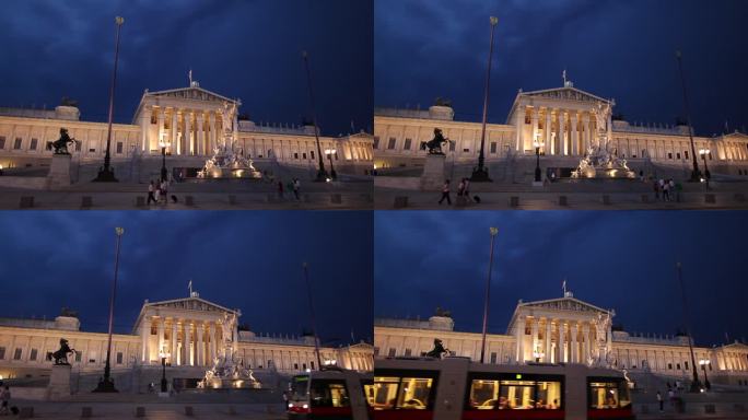 WS Austria Parliament Building during storm at dus