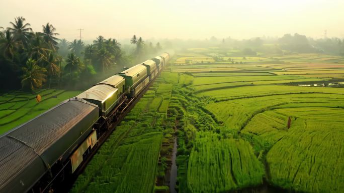 田野间行驶的老式火车(5)