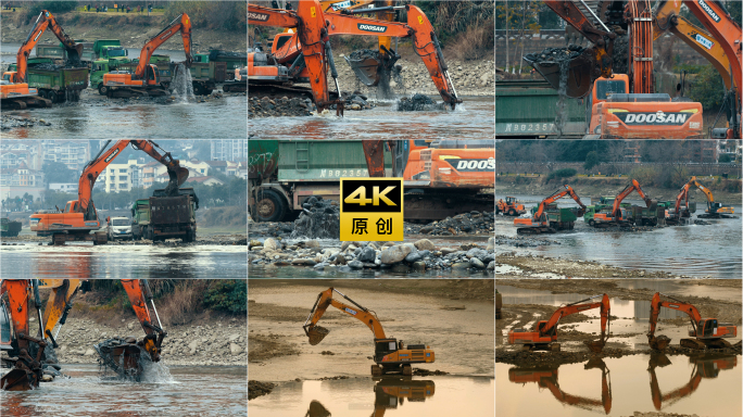 挖掘机施工河道清理