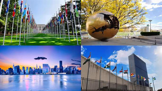 联合国 国际会议 纽约世贸中心 各国国旗