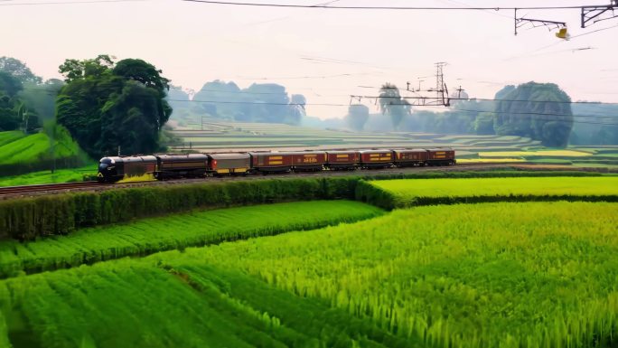 田野间行驶的老式火车(4)
