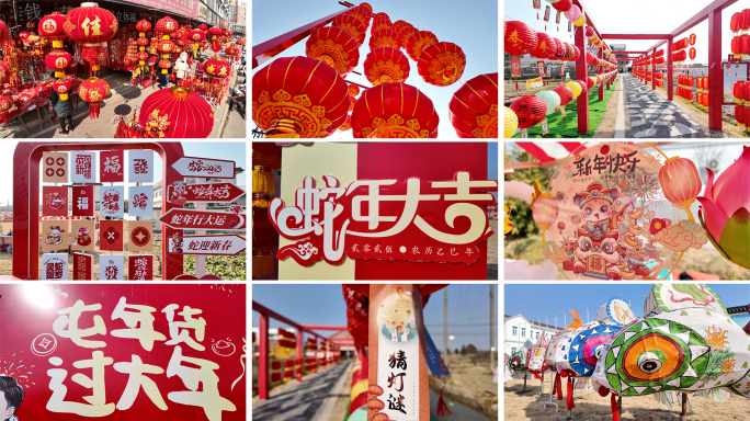 4K实拍蛇年春节除夕过年氛围大红灯笼