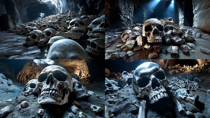 骷髅头一堆白骨骷髅头意外死亡凶杀死亡白骨