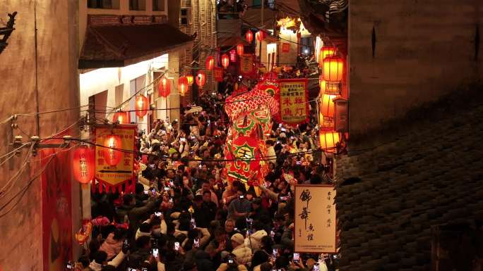 瞻淇鱼灯非遗春节鱼灯会年俗表演航拍