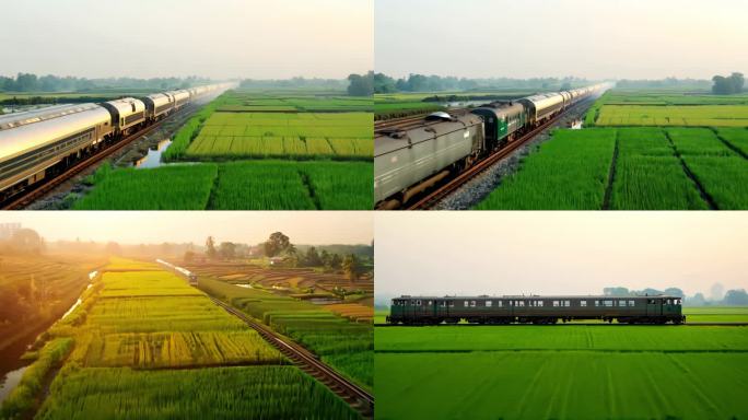 田野间行驶的老式火车(2)