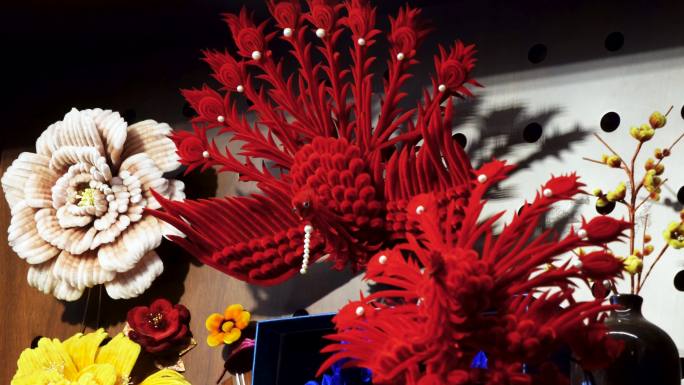 中国传统非遗文化，精美的绒花技艺工艺品