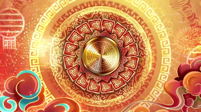 中式祥云花纹春节新春背景