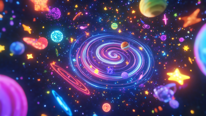 卡通梦幻唯美星空LED舞台儿童节目背景