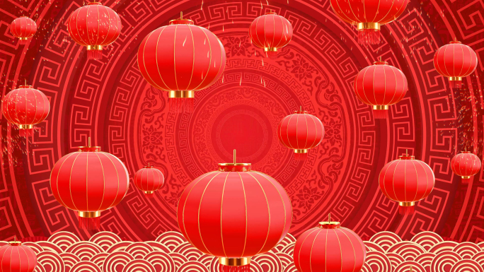马新年喜庆红灯笼舞台背景led视频