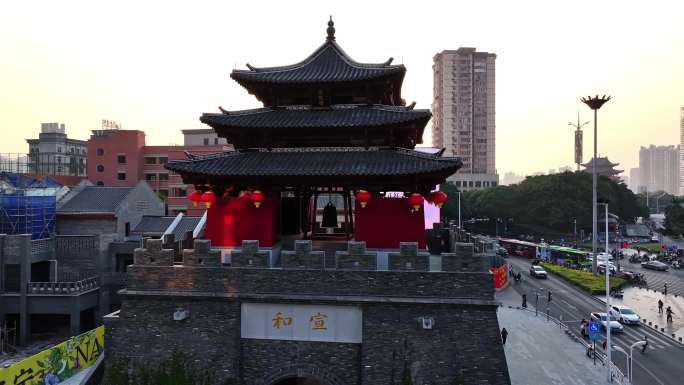 南宁中山路钟鼓楼航拍视频素材