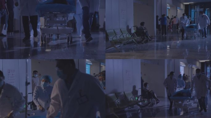 原创4K 夜晚医院急诊抢救 120急救
