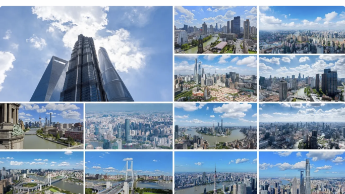 上海地标风光航拍延时