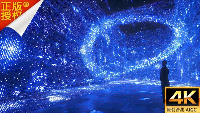 蓝色幻光幻光世界 流动线条科技空间蓝色线