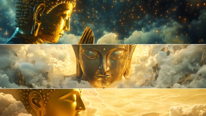 4k宽屏圣洁金色佛像合集