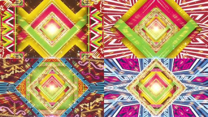 少数民族花纹动感变化晚会开场大屏素材