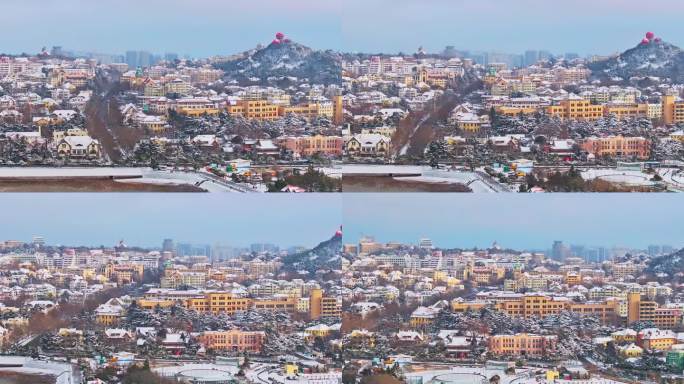 雪后青岛老城区航拍