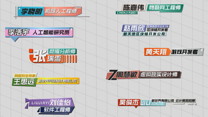 多款综艺时尚人名条