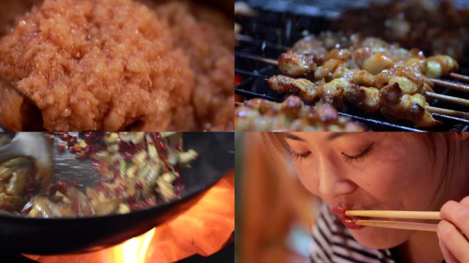 4K高清 夜市 美食 烧烤 吃夜宵