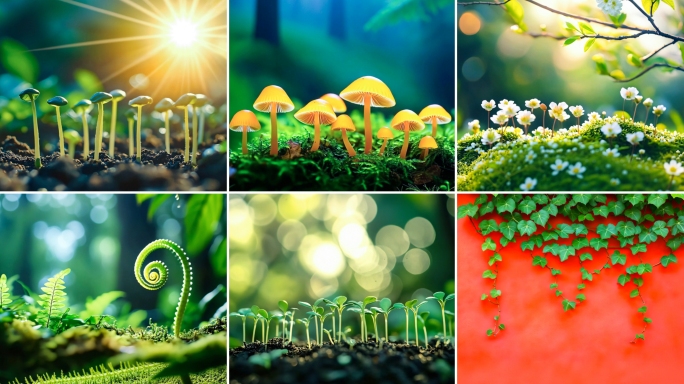 春天竖版发芽种子植物生长万物生长复苏