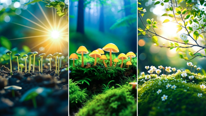 春天竖版发芽种子植物生长万物生长复苏