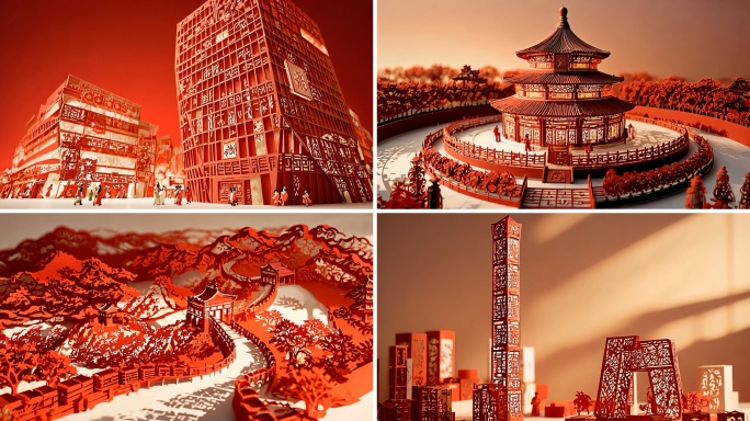 北京城市地标剪纸