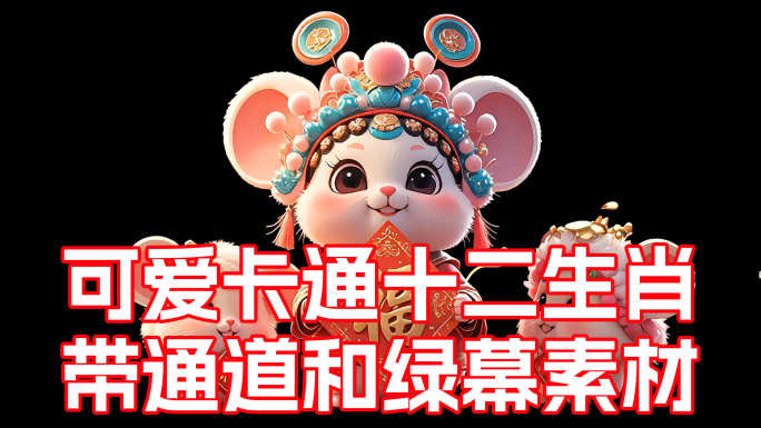可爱卡通12生肖带通道和绿幕 蛇Ai素材
