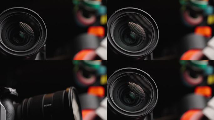 索尼FX3镜头盖被移除的特写镜头。