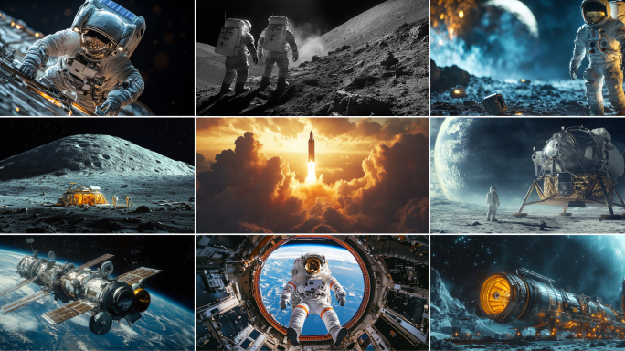 中国航天火箭卫星发射宇航员登陆探索月球