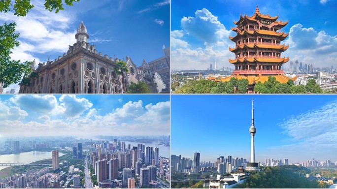 武汉地标武汉城市航拍延时合集