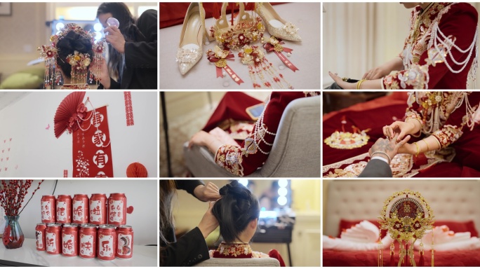 实拍婚礼空镜化妆新娘子