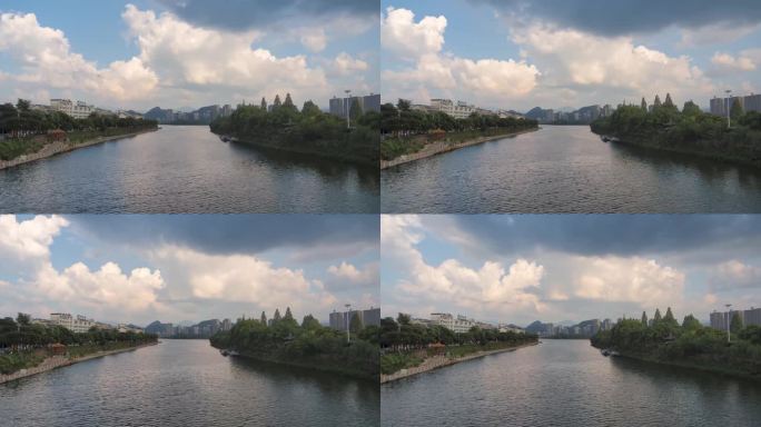 河流和暴风云背景