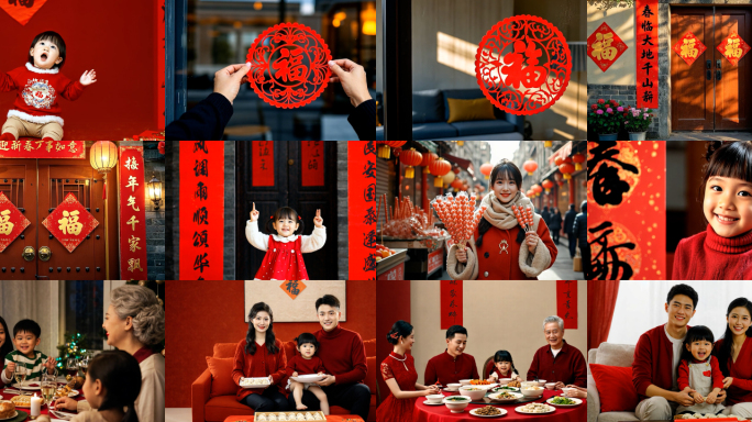 4K喜庆中国年新年新春春节习俗团圆
