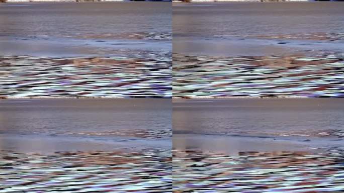 湖水在春天的时候仍然部分结冰。