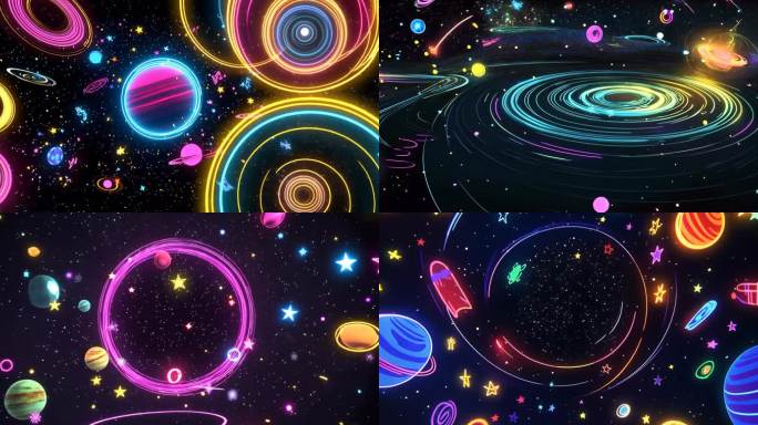 卡通可爱手绘梦幻天空浪漫漫画星空舞台背景