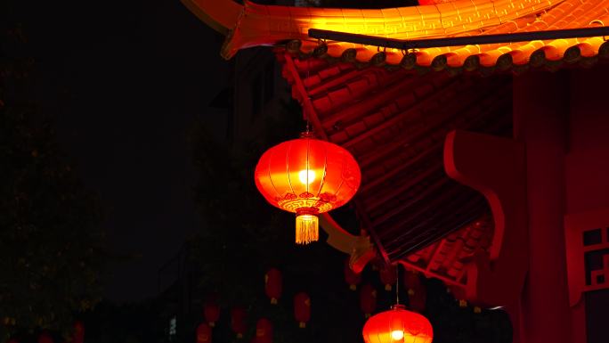 中式建筑夜景