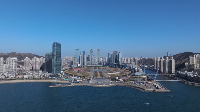 航拍大连星海广场4K高清素材