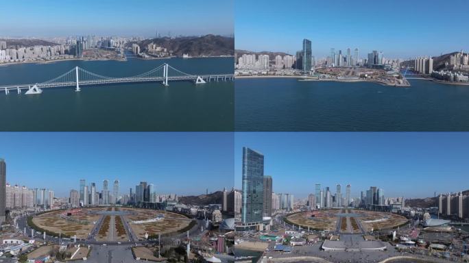 航拍大连星海广场4K高清素材