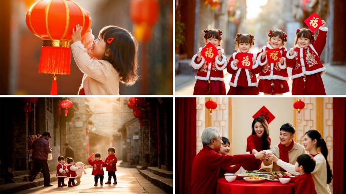 迎新春过新年回家过年团圆春节素材蛇年过年